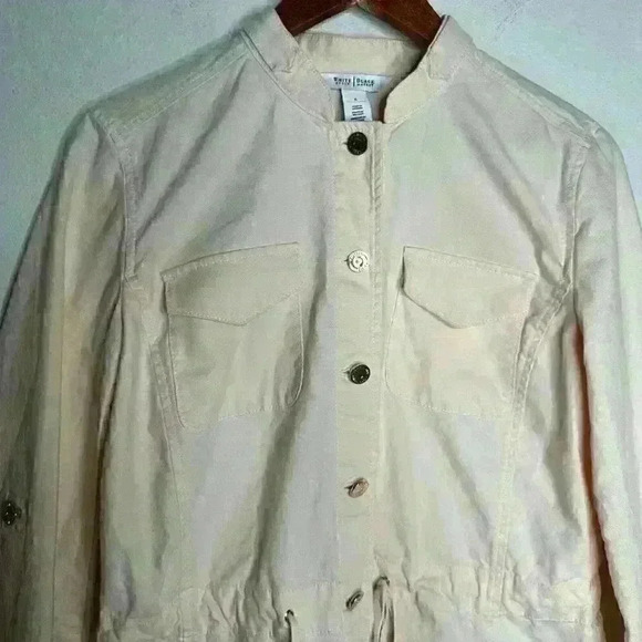 White House Black Market Lightweight‎ Denim Jacket Peach Sz 6 - Picture 5 of 10